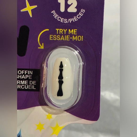 24piece glow in the dark spooky black cat skeleton finger press-on nails new - Picture 10 of 13